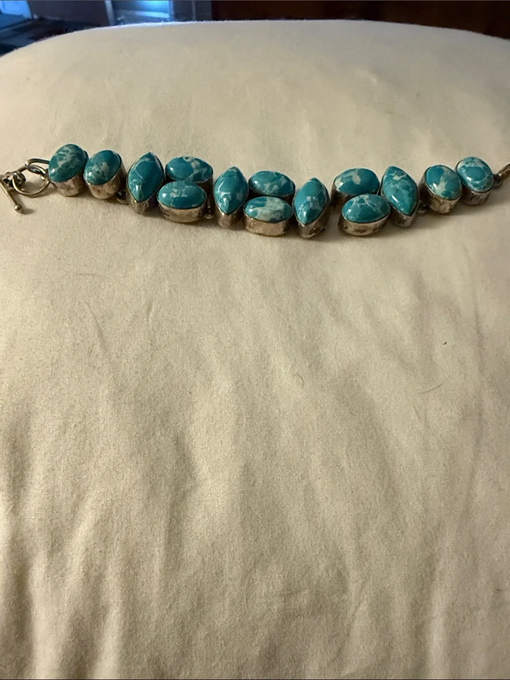 Turquoise Stone Link Bracelet - Blue Beaded Women's Jewelry